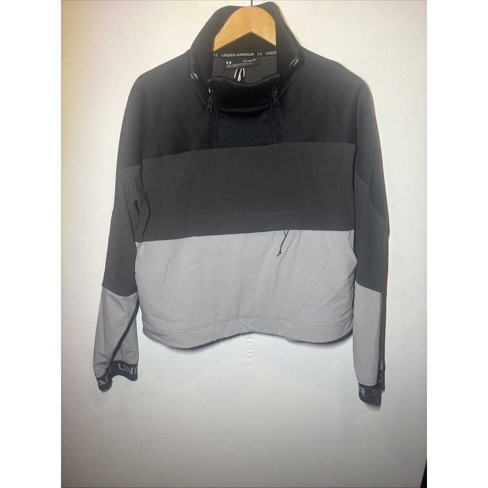 XL UA Under Armour Women’s Unstoppable Crop Zip Flap Triple Gray Y2K